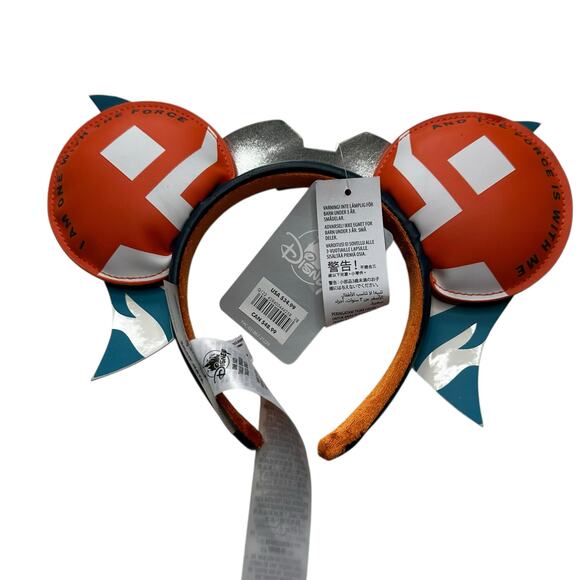 DISNEY PARKS Star Wars Ahsoka Tano Headband Minnie Mouse Ears NWT Orange Blue - Picture 2 of 7